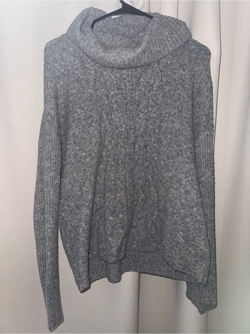 Olive & Oak Gray Cable Knit Cowl Sweater